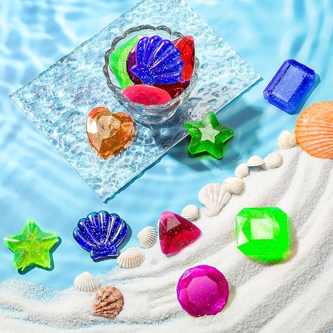 Zhanmai 16 Pcs Diving Gems Bath Toys Pool Sinking Diving Toys Crystals Summer Underwater Diamond for Kids Underwater Gemstone Swimming Training Gift Water Pool Games