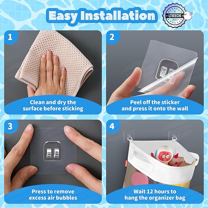 UNEEDE Bath Toy Organizer,4.15 Gallons Bathtub Toy Storage Organizer,Quick Access Bath Toy Holder For Bathtub,Baby Organizer And Storage,Quick Dry Baby Bath Toy Storage For Tub,Mesh Shower Caddy(Gray)