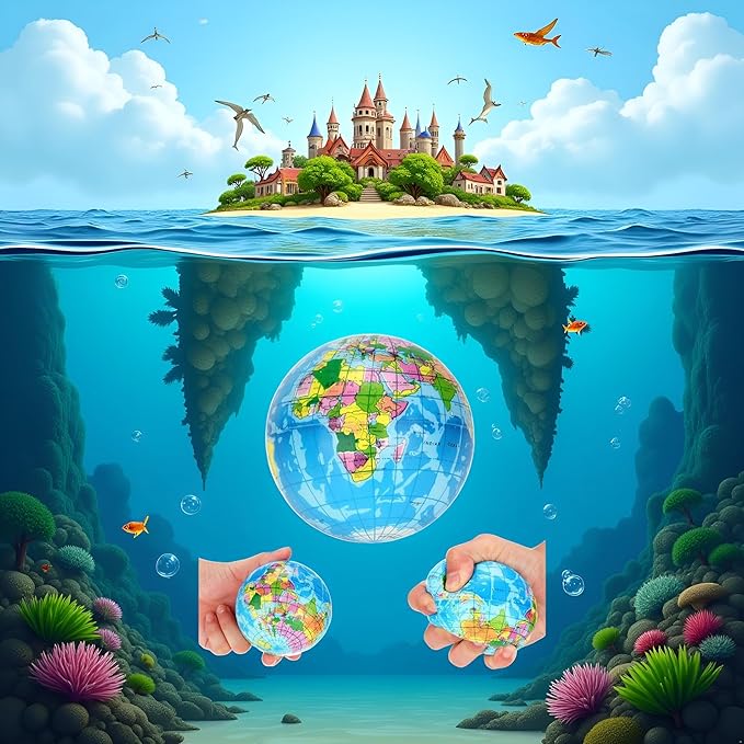 1Pc Blue Squishy Squeeze World Map Globe Palm Ball Slow Rising Stress Relief Ball for Birthday Xmas Gifts Xmas Stocking Fillers Party Bag Gifts (7.6CM)