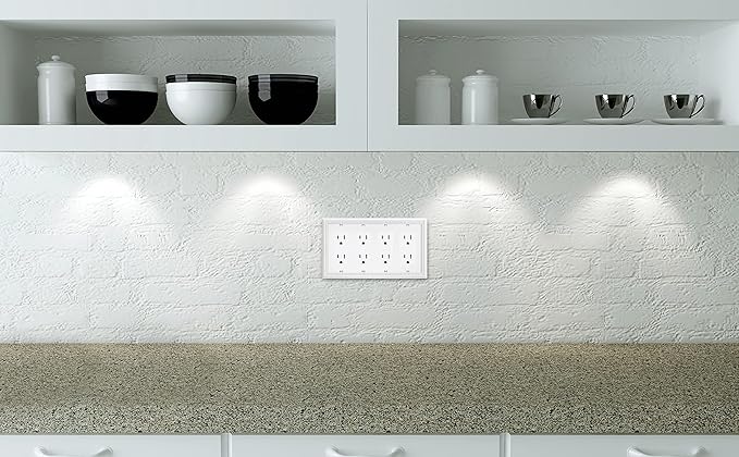 Henne Bery Sunken Pearls Heavy Duty Decorative Wall Plate Switch Plate Outlet Cover (Quad Decorator, White)