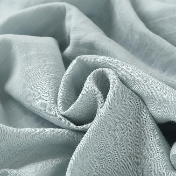 Muslin Swaddle Blankets, Baby Swaddle Blanket, Large 47 x 47 inches Muslin Baby Blanket wrap for Baby Boys and Girls, 4 Pack, Solid Color, Grey Blue White Green