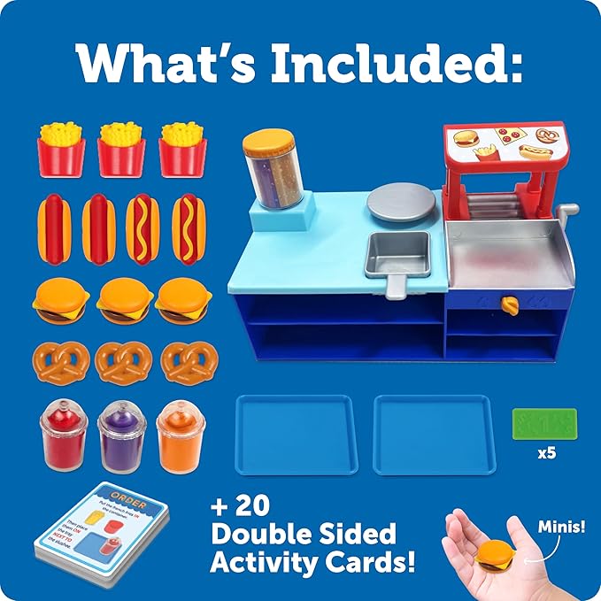 Learning Resources Mini Snack Shop Sorting Set, Play Food Shop, Role Play Store, Kids Kitchen Playset Accessories, Cooking Games, Fine Motor Skills, Toddler Toys, Girl and Boy Birthday Gift