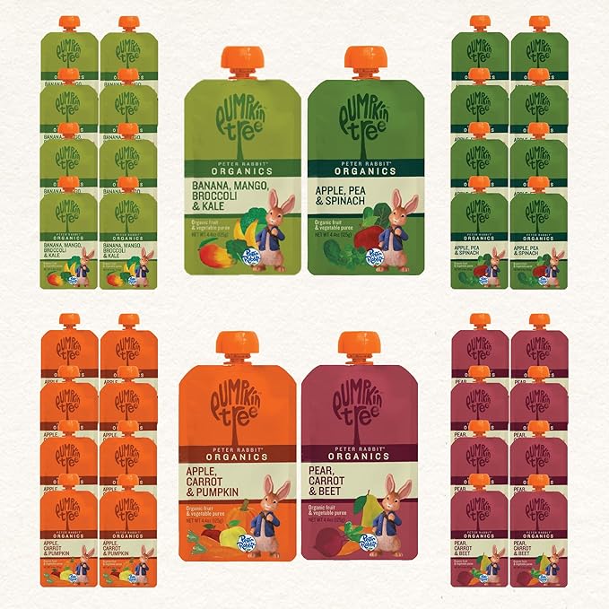 Peter Rabbit Organics Fruit & Vegetable Variety Pack - Squeezable Snack Pouches, 4 oz. (Pack of 36)