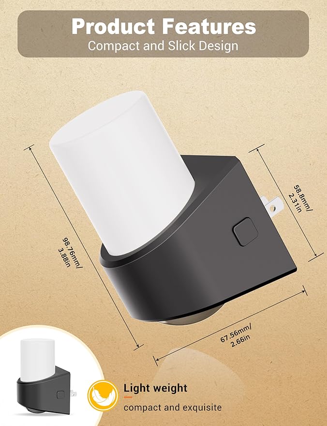 JandCase LED Night Lights Plug into Wall, Color Changing Night Light with Dusk to Dawn Light Sensor, RGB Night Light for Kids, Color LED Nightlight for Bedroom Bathroom Kids Room