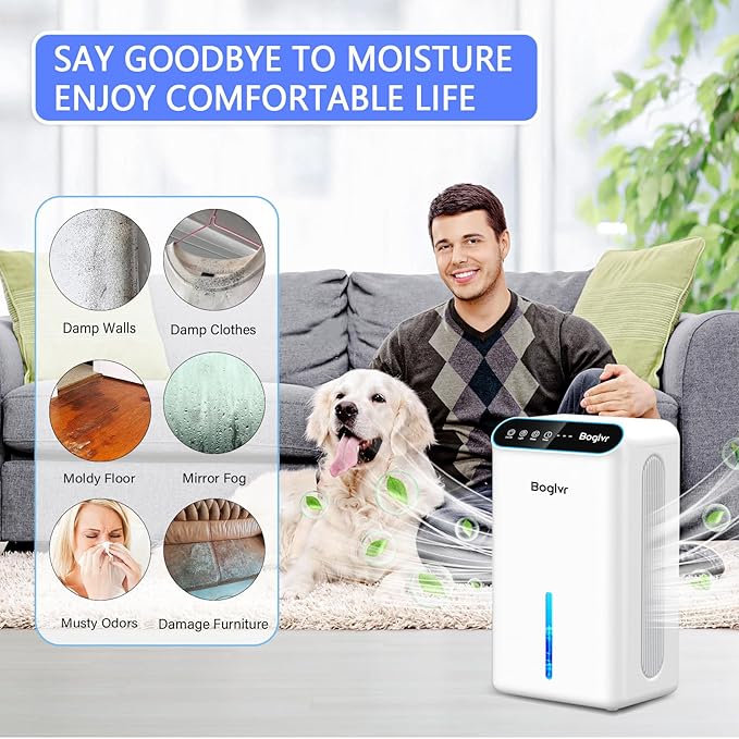 Dehumidifiers, Dehumidifier for Home (85 OZ, 800 sq.ft) Quiet Small Dehumidifier for Bedroom Bathroom Basement with Drain Hose, 3 Gear Timer, Sleep Mode, Auto Shut Off, 7 Color Ambient Light