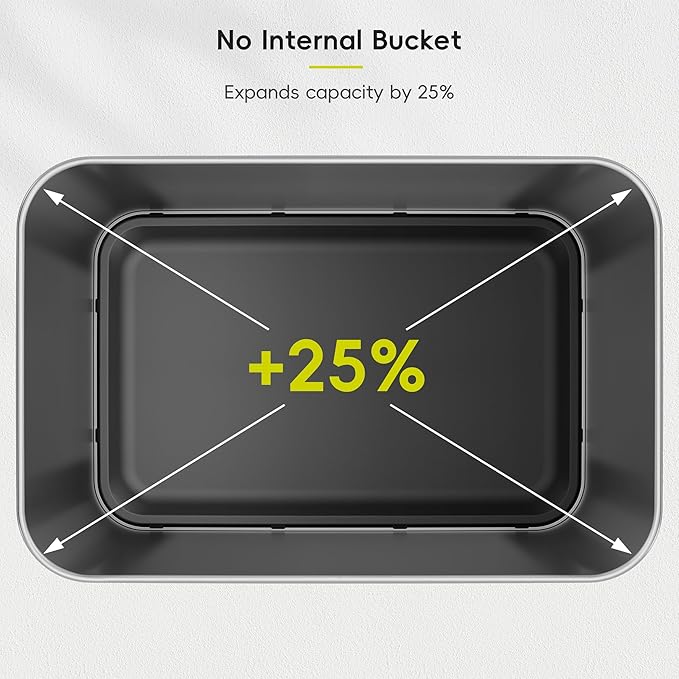 EKO Mirage-T 50 Liter / 13.2 Gallon Touchless Rectangular Motion Sensor Trash Can, Brushed Stainless Steel Finish (Matte Black)