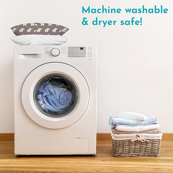 Little Sleepy Head Toddler Pillow with Pillowcase 13x18 - Kids Pillow for Sleeping - Better Neck Support Ergonomic Pillow and Toddler Pillowcase - Best Pillows for Kids (Elephant Gray)