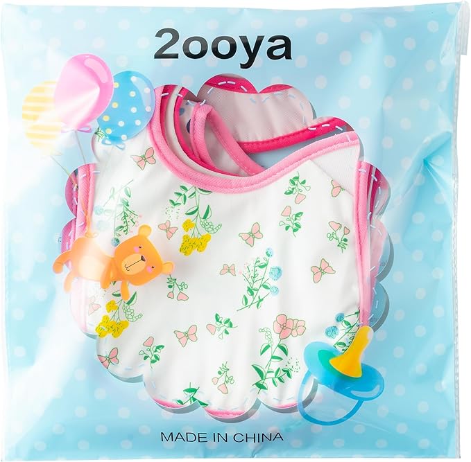 7Pcs Cotton Waterproof Baby Bibs Hook Loop Closure Newborn Bib Keepsake Baby Gift for Drooling Feeding Eating