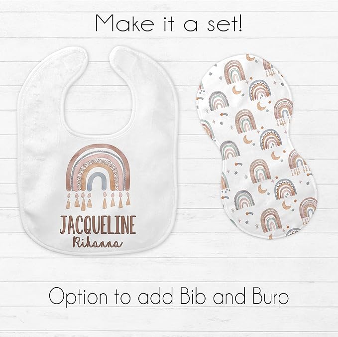 Girls Love A Monogram - Personalzied Custom Boho Rainbow Floral Baby Blankets for Girls with Name Shower Gift (Boho Rainbow, 30 X 40 Baby)