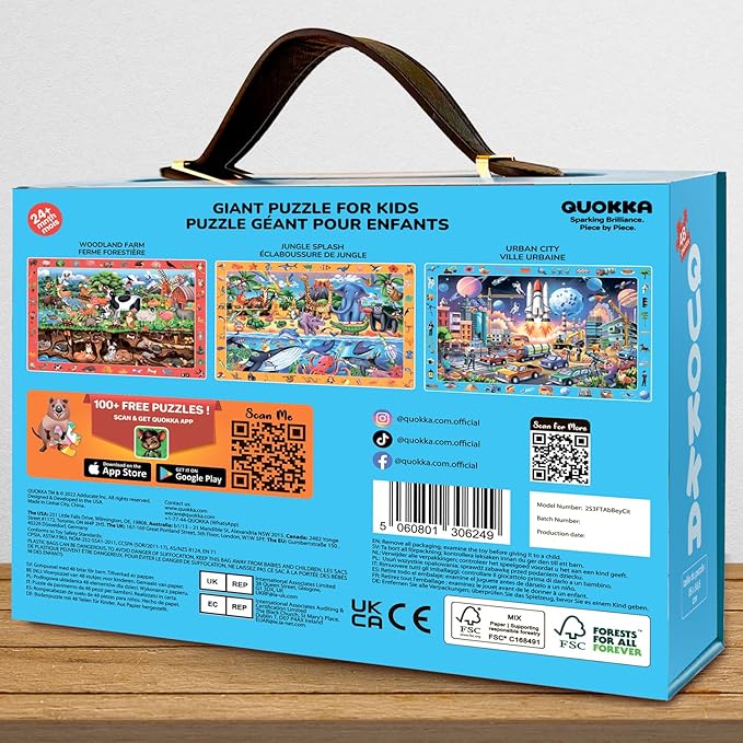 QUOKKA Floor Puzzles for Kids Ages 4-8 – 2x3 FT Giant Search and Find Educational Jigsaw – 48 Large Pieces – Above and Beyond Observational Scene – Fun Montessori Learning Activity with Gift Box