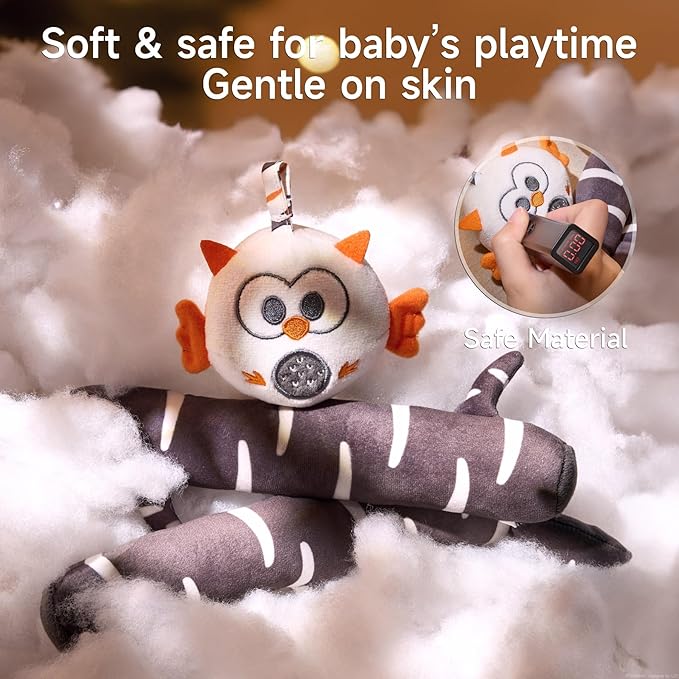 TUMAMA Black and White Crib Hanging Plush Toy, Active Plush Animal Crib Mobile, Sensory High Contrast Baby Toy for 0 3 6 9 to 12 Months