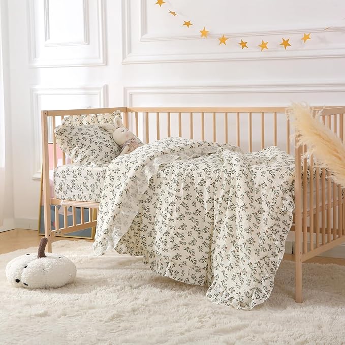 100% Cotton Muslin Crib Comforter/Quilt,Ultra Soft Cozy Reversible Baby Blanket,All Season Toddler Blankets for Boys and Girls, Machine Washable,41"x48"