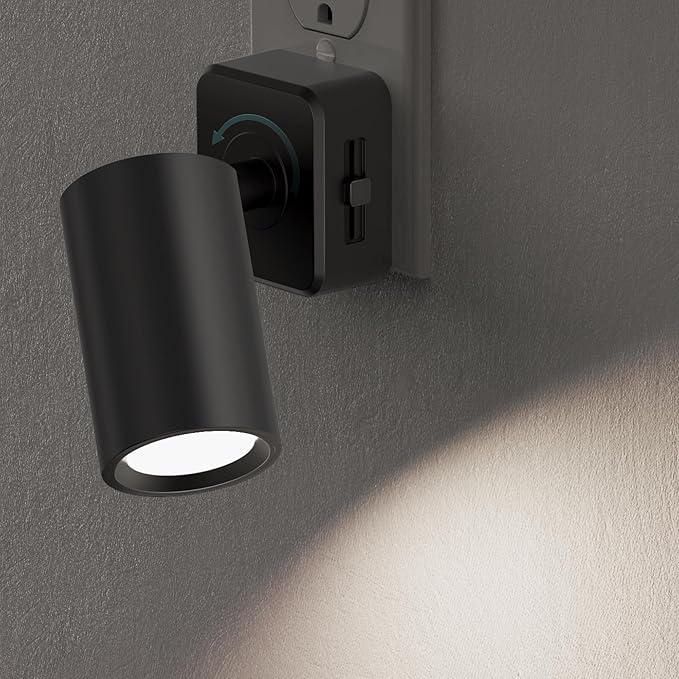 Night Lights Plug into Wall, 320° Rotating Night Light Plug in, Dusk to Dawn Sensor Dimmable Nightlight, Daylight White, 1W Led Night Light for Bedroom, Spot Light, Kids Room, Stair