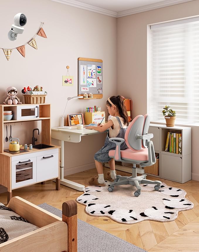 Baby Monitor Wall-Mounted Bracket for Battery-Powered Security Cameras, with Standard 1/4" Threaded Connection, Wall Sticker Installation White (Wall Stickers+Gimbal)