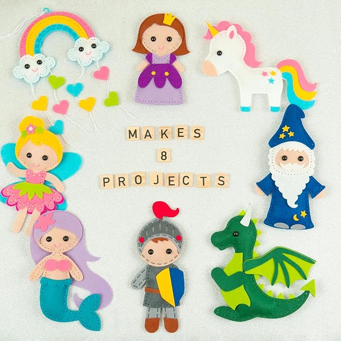 FYXGZZH Kids Beginner Sewing Kit – DIY Stuffed Craft Set with Pre-Cut Felt, Plastic Needle & Embroidery Thread, Educational Arts & Crafts for Boys & Girls Ages 6-12, Castle