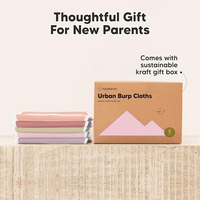 Organic Burp Cloths Baby Boy & Girl - 5-Pack Super Absorbent Cotton Burping Cloths for Babies, Soft & Plush Newborn Spit Up Rags, Infant Towels for Milk Spit Up, Unisex, Large 21" x 10" (Muted Pastel)