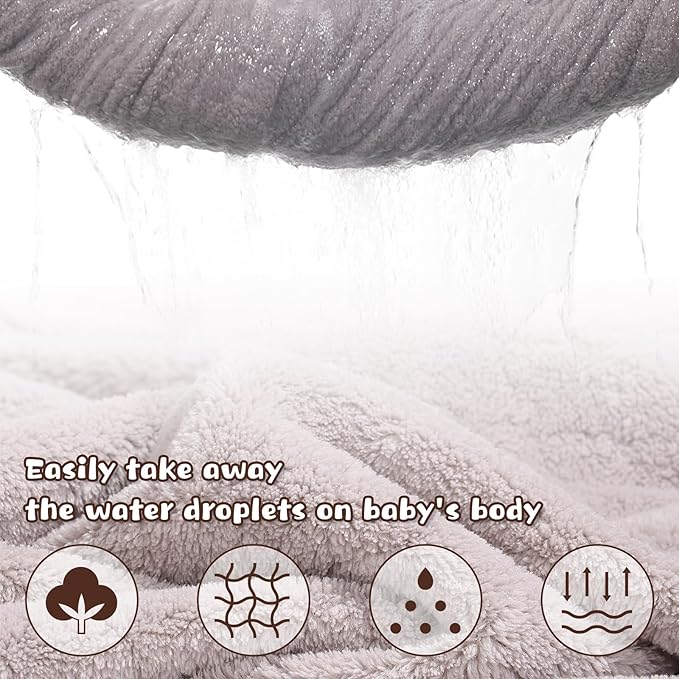 Toddler Towels for Boy 1-5,2 Pack 50" x 32" Baby Hooded Towel Boys, Ultra Thick and Soft Absorbent for Kids Cozy and Warm,Bath Essential for Newborn, Infant, Brown Bear& Gray Unicorn