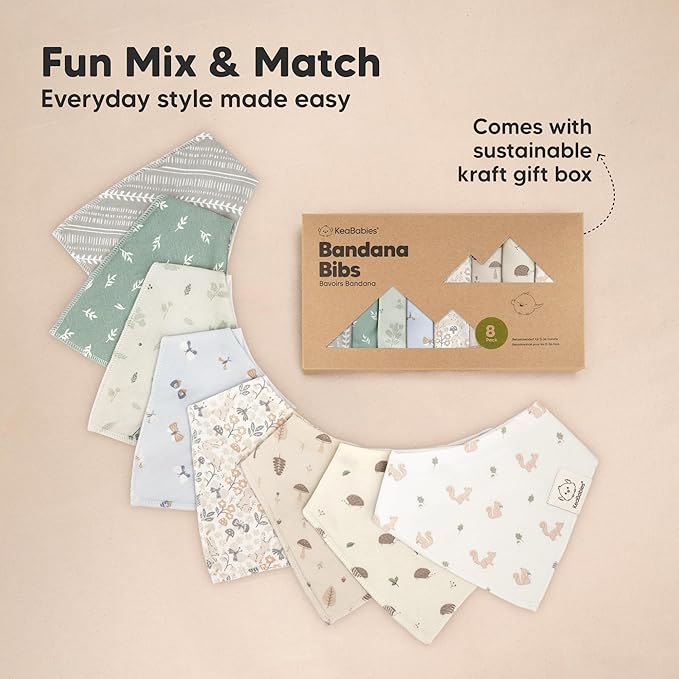 8-Pack Organic Baby Bandana Bibs for Girls - Super Absorbent Triangle Baby Bibs for Drooling and Teething Infant, 100% Cotton Extra Soft for Newborn, Infant 0-36 Months (Prairie)