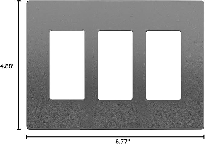 LIDER Matte Finish Decorator Switch Cover, Screwless Wall Plate, Mid-Size 3-Gang 4.88" x 6.77", Unbreakable Polycarbonate Thermoplastic, UL Listed, LSWP-33M-SG, Space Gray
