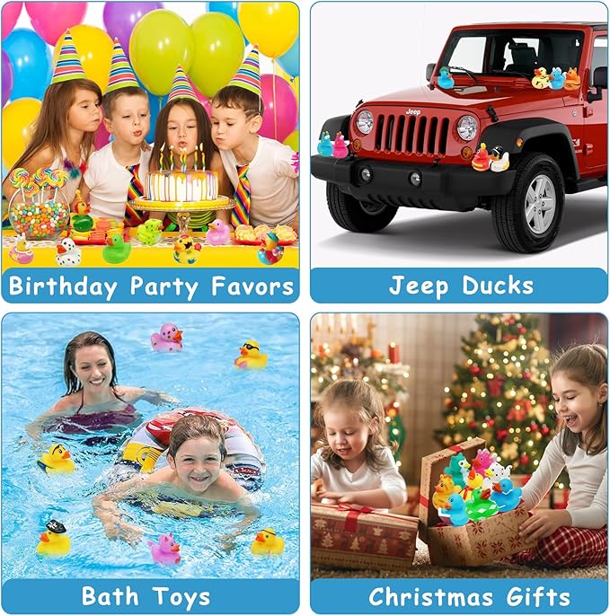 50Pcs Rubber Ducks,Random Assortment Rubber Ducks in Bulk & 2 Inch Mini Ducks for Kids Baby Bath Shower Games,Ducks for Jeeps,Birthday Gifts and Decorations