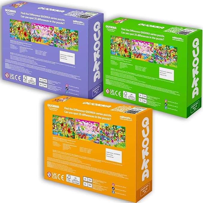QUOKKA 100 Piece Puzzles for Kids Ages 8-10 – 3XSET Puzzles for Kids Ages 4-6 – Toy for Learning Wildlife Neighbors and Feathered Friends for 5-8 Year Old – Toddler Game Gift for Boy and Girl
