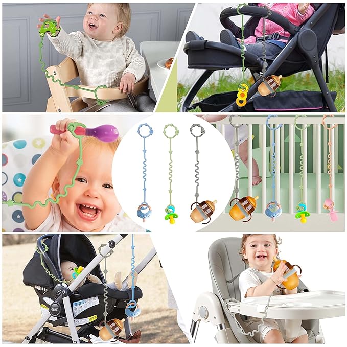 RTMOK Toy Straps for Baby,RTMOK Silicone Setpacifier Clip,Applies to Car Seat Toy,Teether Toy,High Chair,Stroller Accessories,Baby Toy Clips,Cribs,Rocking Chair