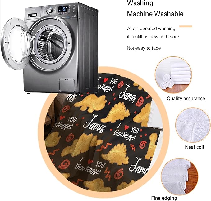 Personalized Baby Blanket for Girls Boys Chicken Nugget Custom with Name - Swaddle for Toddlers Infants Kids Shower Newborns Nursery Stroller Crib Decor Throw Birthday Gift