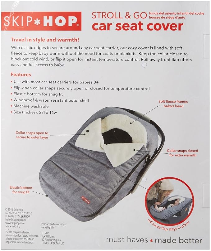 Skip Hop Winter Car Seat Cover, Stroll & Go, Black