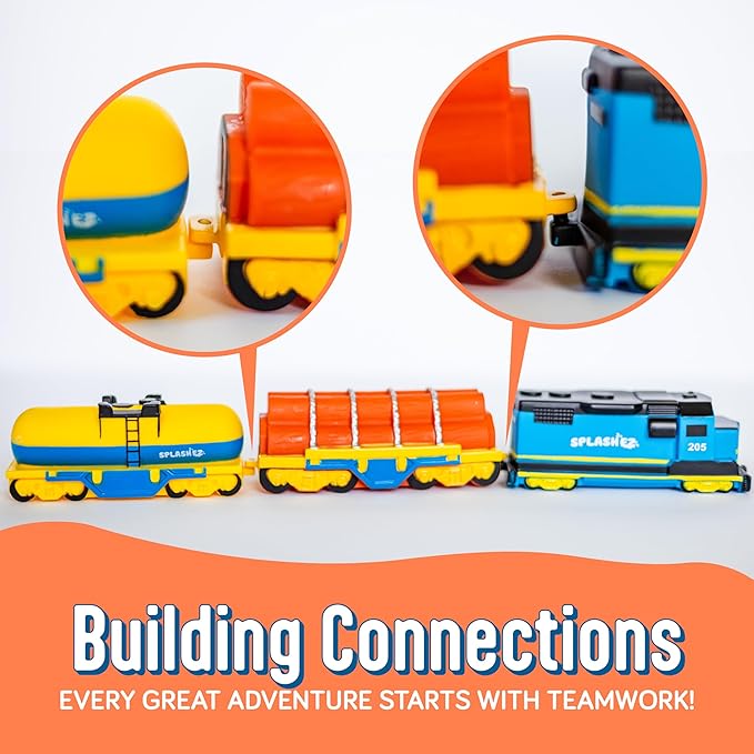 SplashEZ Train Toys for Bath | Mold Free Bath Toys for Kids & Toddlers with No Hole for Water | Train Set Ideal Size for Little Hands | Safe, Durable for Baby Tub Pool Fun for Boys Girls Ages 0 & Up