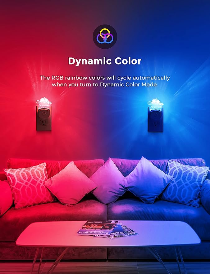 LOHAS Dinosaur Night Light for Boys, Kids Nightlight Plug in, Dusk-to-Dawn, Stegosaurus LED Night Lights Plug into Wall, RGB+Soft White 3000K, 3 Lighting Modes, Ideal for Nursery, Room Decor