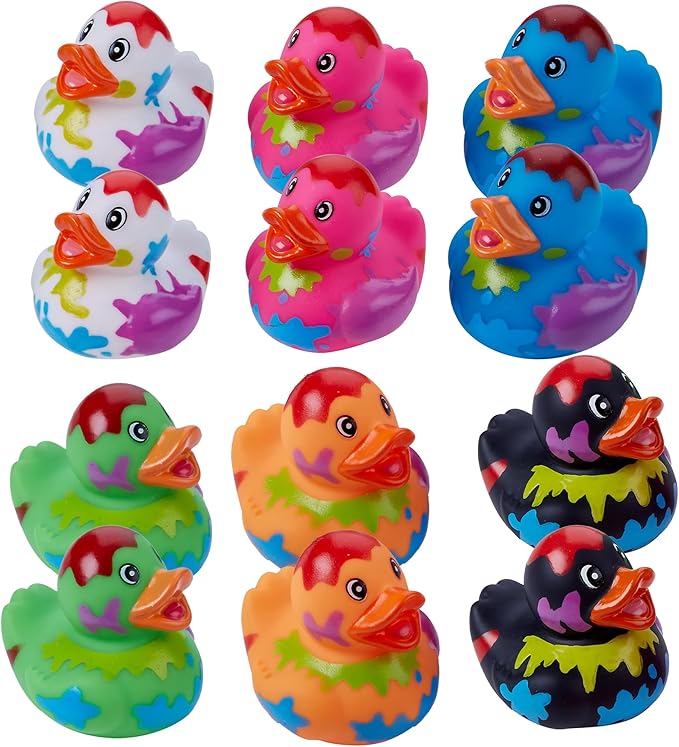 Playbees Splat Jeep Ducks for Ducking - 12 Pack - Duck Duck Jeep Rubber Ducks for Mini Baby Stocking Stuffers, Stress Relief, Bath Toy, Christmas Duck Toys
