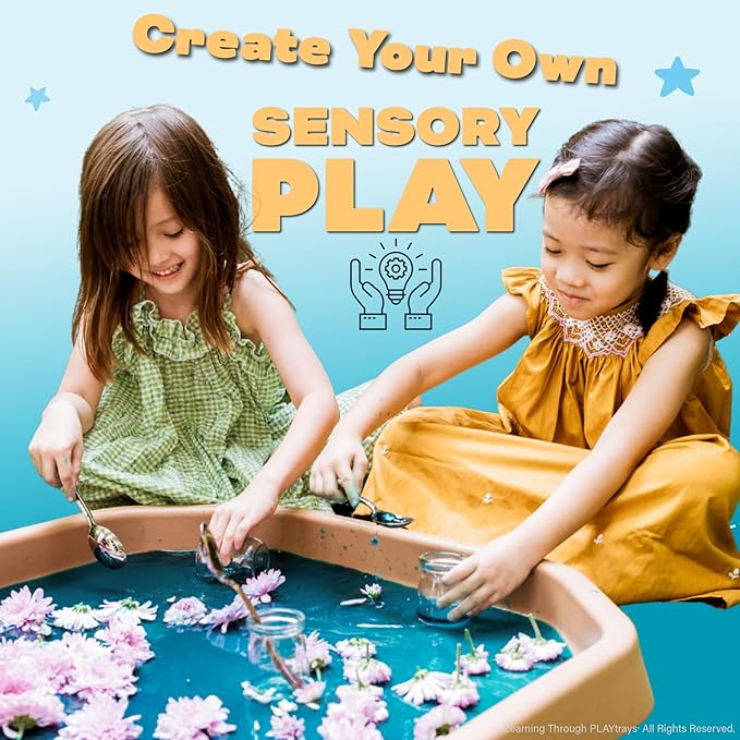 Tuff Tray (Small Brown), Sensory Tray with Textured Surface, Montessori Toy, Sand & Water Table, Sensory Bin for Toddlers and Kids