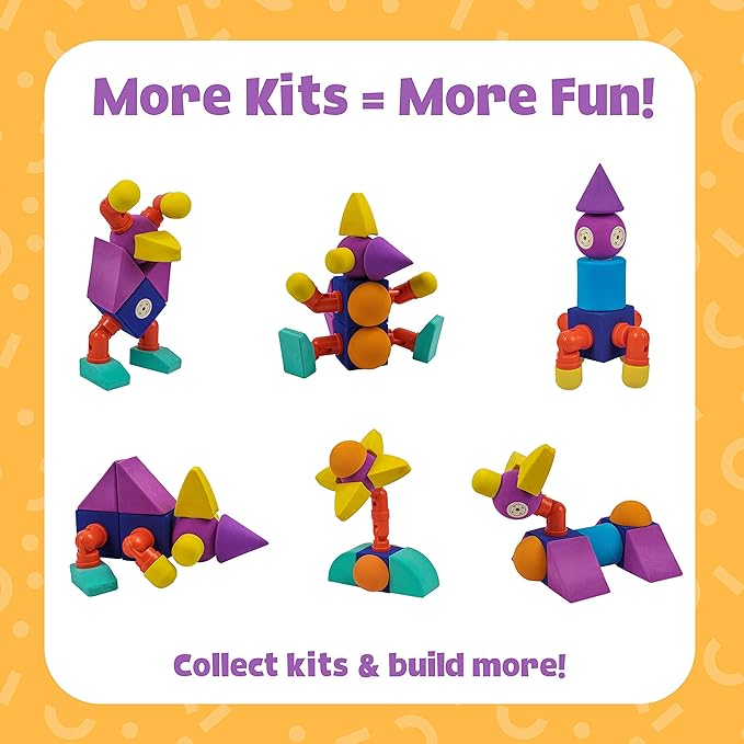 Blockaroo Magnetic Foam Building Blocks - 17-Piece Critter Set, Bath Toys for Toddlers, Preschool Toys, Bathtub Toys, Sensory Toys, Blocks for Toddlers 3-5, Engineering Toys for Kids 3-5, Bath Blocks