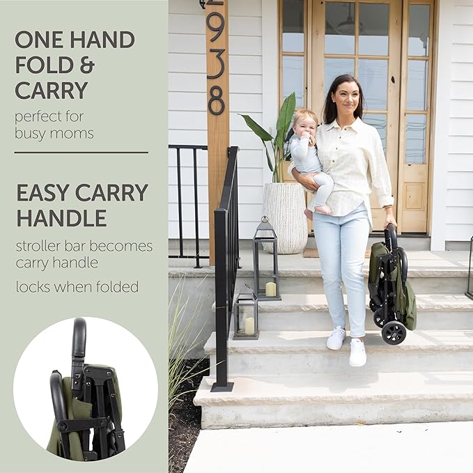 Lightweight Travel Stroller for Baby & Toddlers - Easy Fold & Compact Stroller with Canopy, Storage Basket, Multi-Position Recline & Convenient One-Hand Fold (Green)