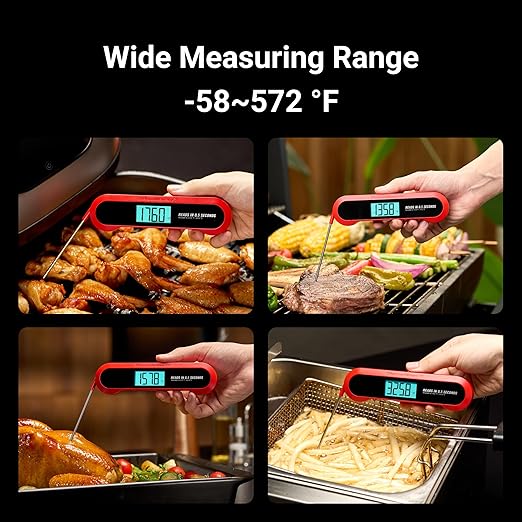 Professional 3X Faster 0.5sec Instant Read Meat Thermometer Digital, High Accuracy ±0.5°F, IP67 Waterproof, Auto Wake/Sleep & Rotate Display, NSF & NIST Certified, Backlight Fry Oil Candy Thermometer
