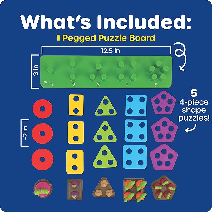 Learning Resources Stacking Shapes Garden, Fine Motor Skills, Stacking and Sorting Puzzle Board, Montessori Toddler Sensory Table Toys, Color Matching, Busy Board, Boy and Girl Gifts