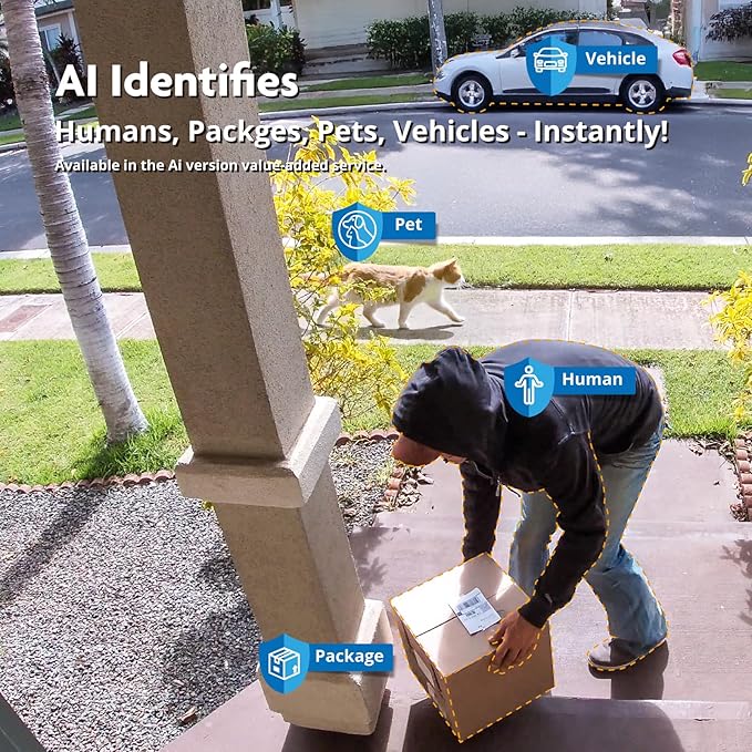 2K Pan/Tilt Indoor WiFi Security Camera with Motion Detection & Auto Tracking, Night Vision, 2-Way Audio, Siren, SD/Cloud Storage (2, Black)