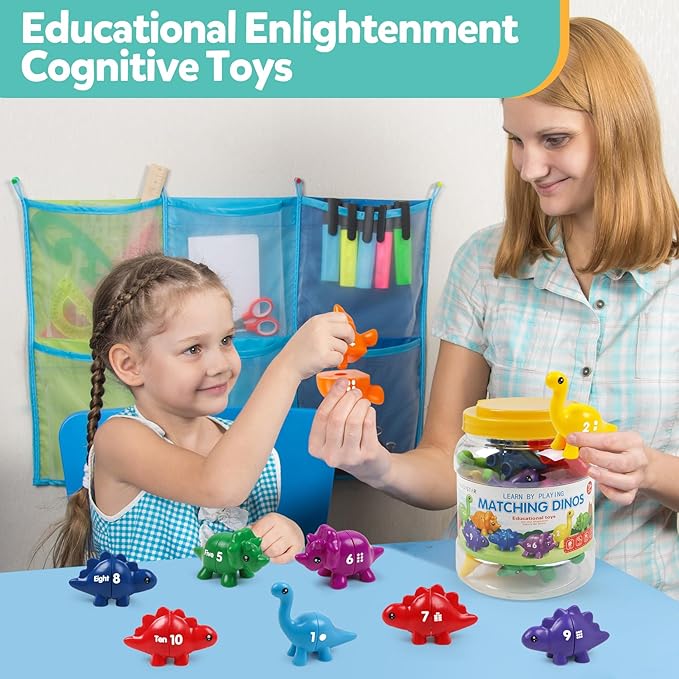 Matching Number Counting Dinosaur Toys with Double-Sided 1 2 3 Number Preschool Learning Sensory Sorting Educational Montessori Toy Sets for Kids Toddler Aged 3+ Years Old…