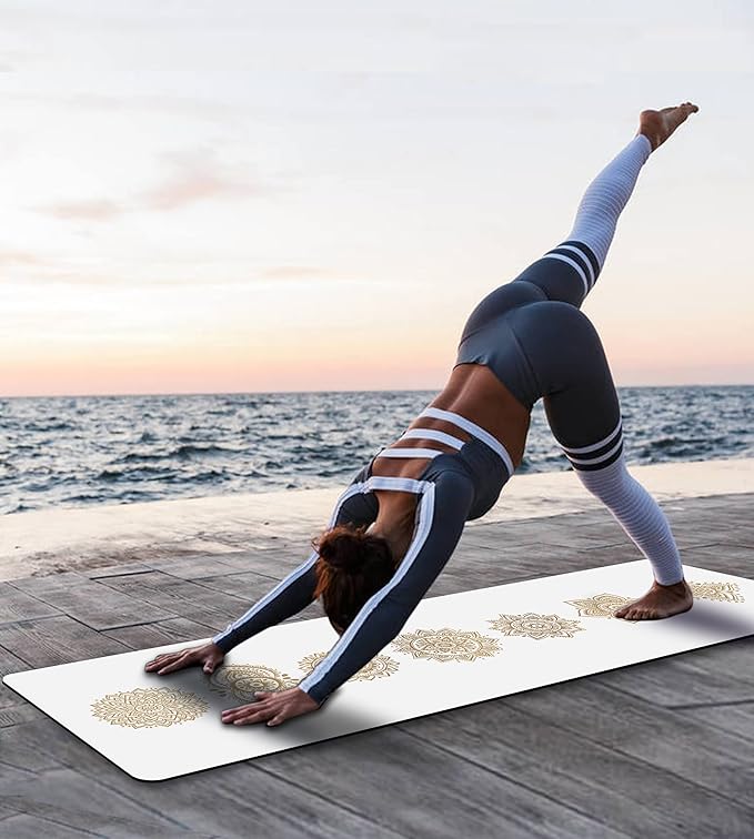 Non Slip Yoga Mat TPE Workout Mat for Men Women, Thick Workout Mat with Carrying Strap, Fitness Mats for Exercise, Yoga, Fitness, Pilates, Floor Workouts (72" x 24" x 6mm)