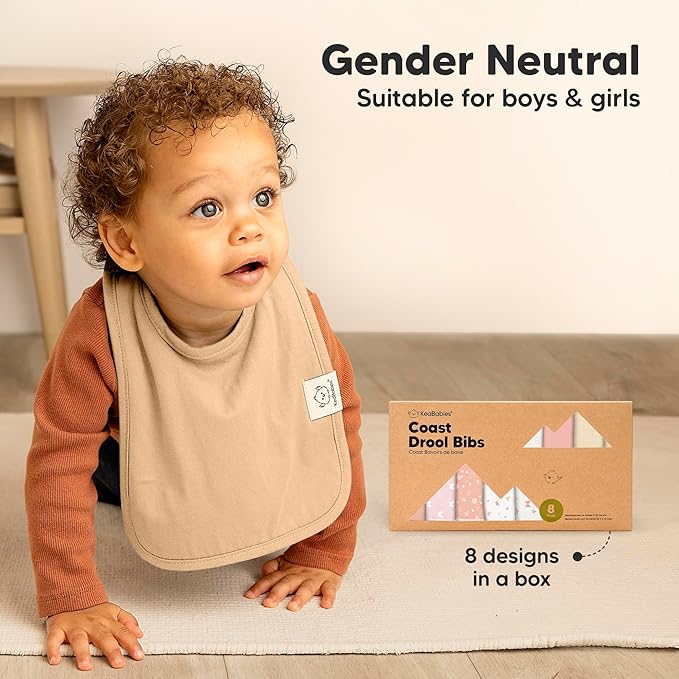 KeaBabies 8-Pack Organic Baby Bibs for Boys, Girls - Super Absorbent Cotton Drool Bibs for Baby Girl & Boy, Teething Toddler, Drooling Newborn, Ultra Soft & Machine Washable (Butterflies)