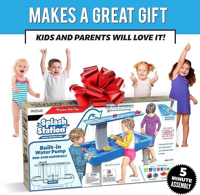 GoSports Water Table With Pump for Toddlers Ages 1.5-4 Years - Outdoor Play Table for Kids With Integrated Circulating Pump