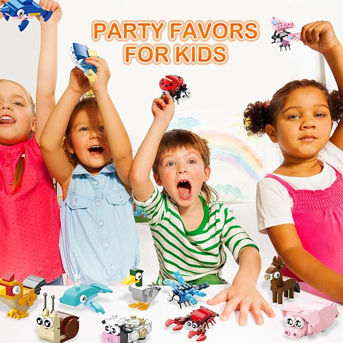 30 Pack Party Favors Building Set for Kids, Mini Animals Building Block Toy, Classroom Prizes Goodie Bags Stuffer, Easter Gifts Birthday for Boy Girls Age