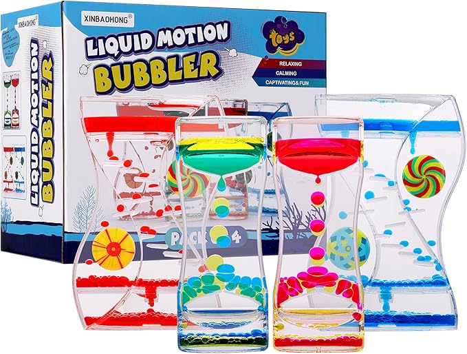 XINBAOHONG Liquid Motion Bubbler Sensory Toy for Kids and Adults 4-Pack,Calming Stress Relief Fidget Toys for ADHD Autism, Office Desk Decor