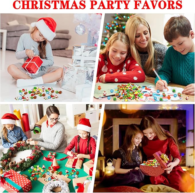 150 Pcs Christmas Mini Erasers for Kids, Cute Small Animal Erasers Bulk for Kids Desk Pets Christmas Pencil Erasers Socks Santa Snowflakes Gift Filling Homework School Classroom Rewards Prizes