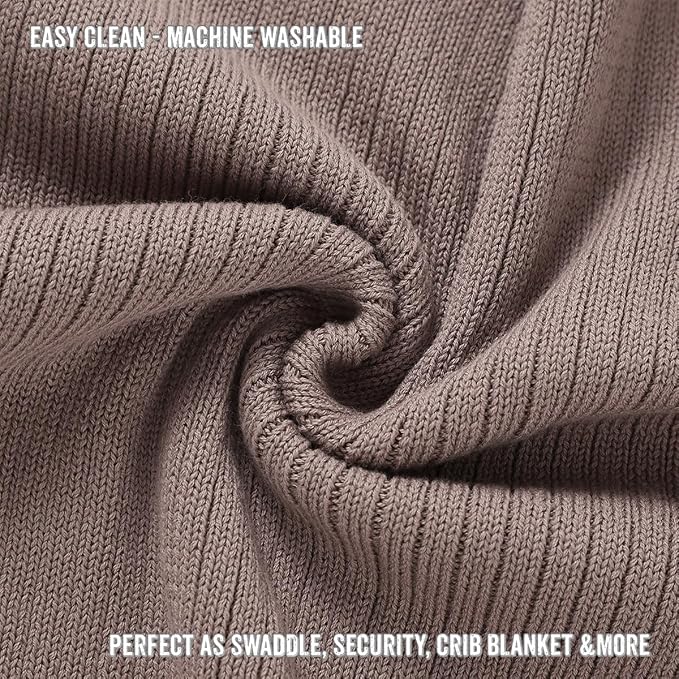 Organic Ribbed Swaddle Blanket for Boys & Girls - 100% Luxury Organic Soft Cotton Knit Warm Cozy Cuddle Stroller Blanket for Newborns, Infants, & Toddlers (Milk Chocolate)