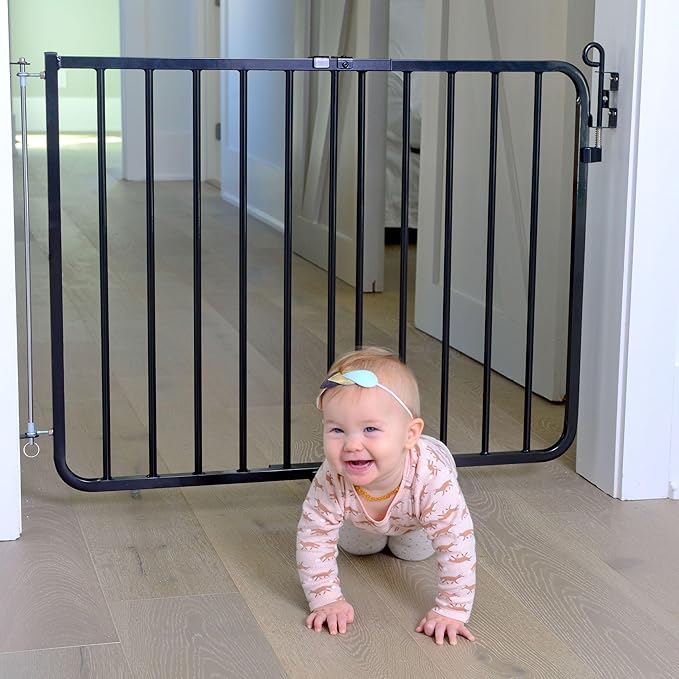 Cardinal Gates MG15 Auto-Lock Baby Gate for Stairs- Adjustable Indoor Dog Gate - Made of Aluminum to Ensure Kids & Pets Safety - 26.5 to 40.5 Inches Wide - Black - USA Based Company
