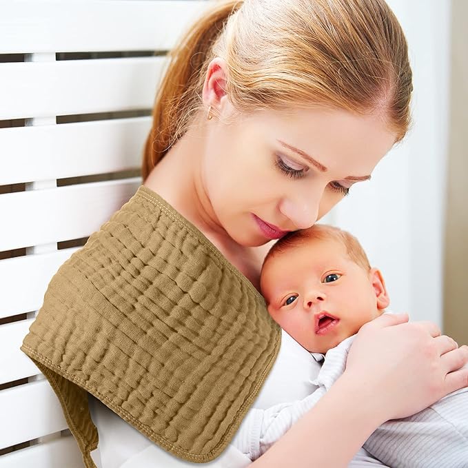 8 Packs Muslin Burp Cloths 6 Layers Unisex Baby Items Absorbent Burp Rags Colorful Muslin Washcloths for Baby Plain Soft Cotton Cloth for Babies Girls Boys, 10 x 20 Inch