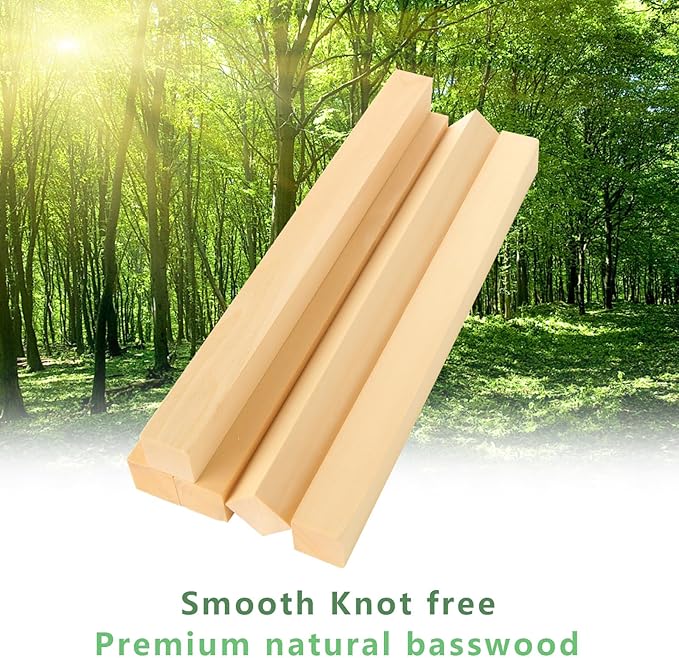 20 Pack Unfinished Basswood Carving Blocks, 12x1x1 Inch Unfinished Bass Wood Blocks for Crafts, Whittling Wood Carving Blocks for Home, Crafts, Class, Arts, Christmas DIY Supplies