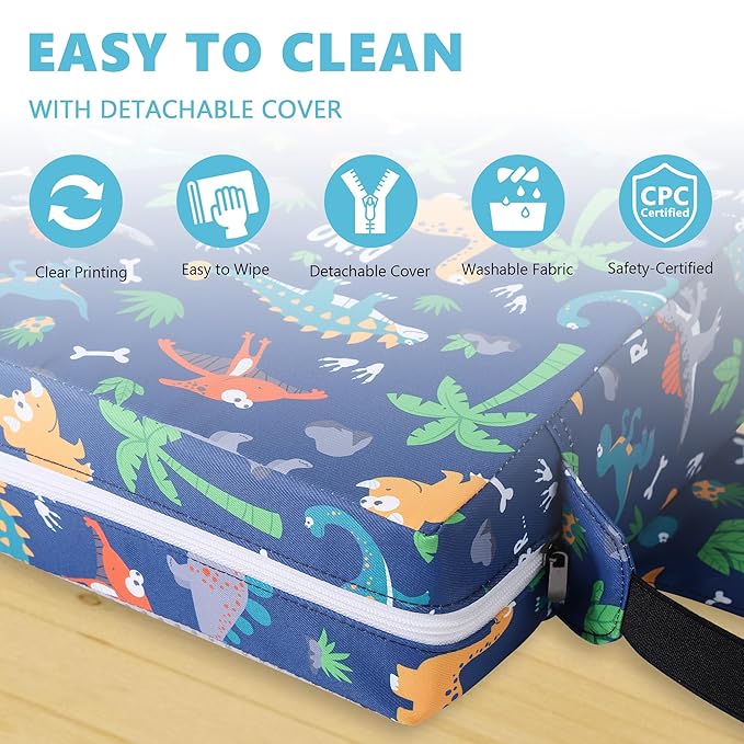 Booster Seat for Kitchen Chair with Adjustable Straps, Toddler Booster Seats for Dining Table Portable for Travel Camping Eating, Booster Cushion for Table for Baby Child Infant Kid Boy Girl