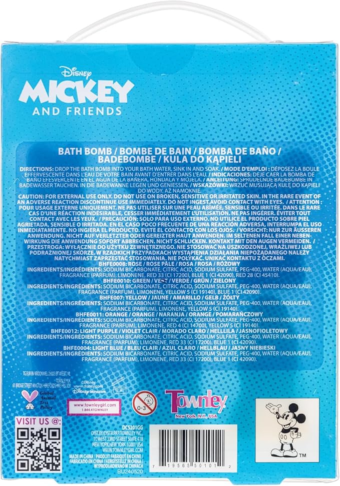 Mickey Minnie and Friends Bubblegum Scented Bath Bombs - Ages 3+ Character Molded Bath Bombs – Fun & Bright Colors by Townley Girl